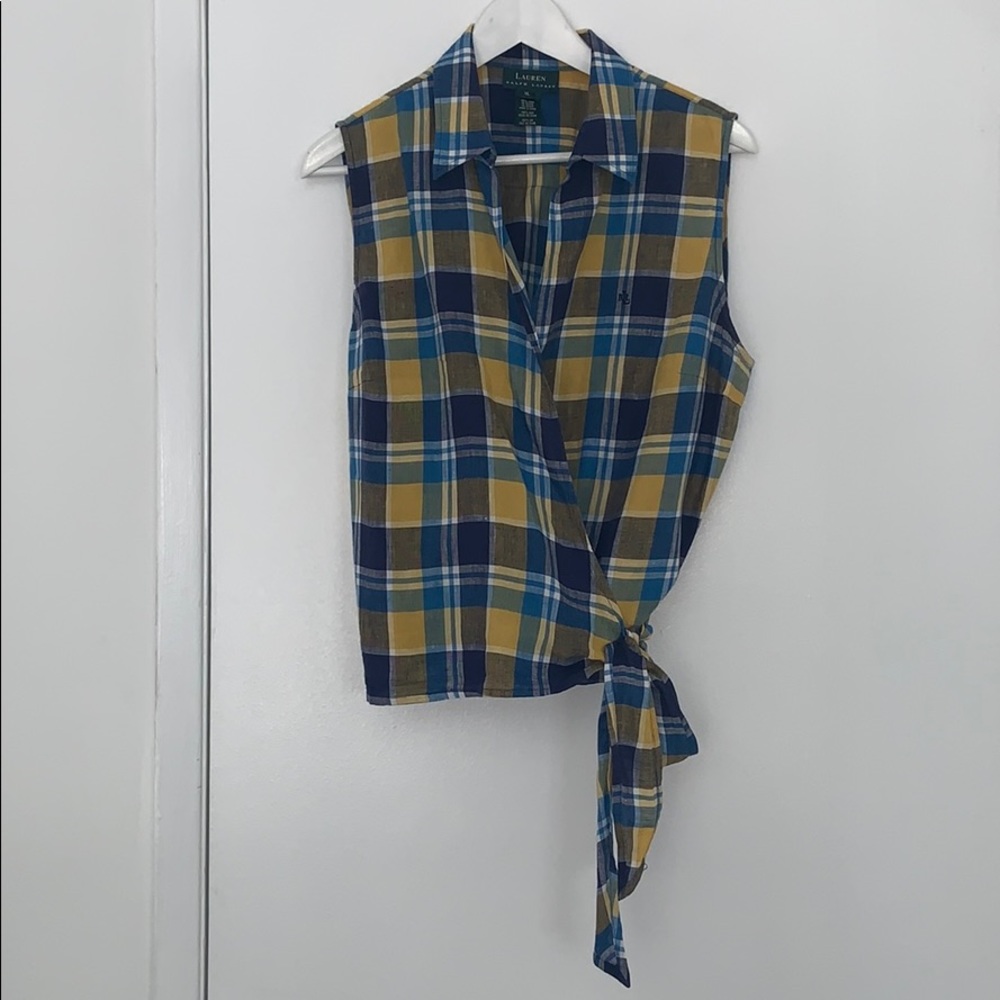 Ralph Lauren Linen Wrap Blouse
